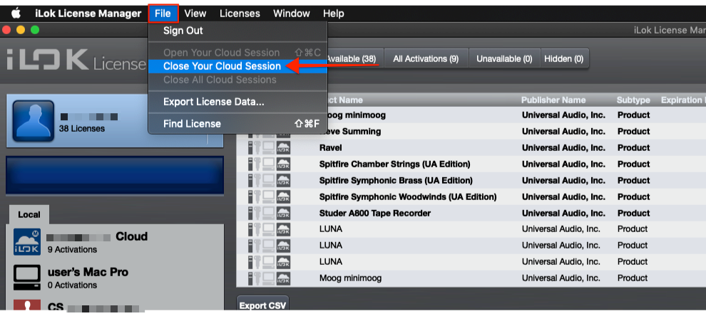 ilok license manager cannot sign in