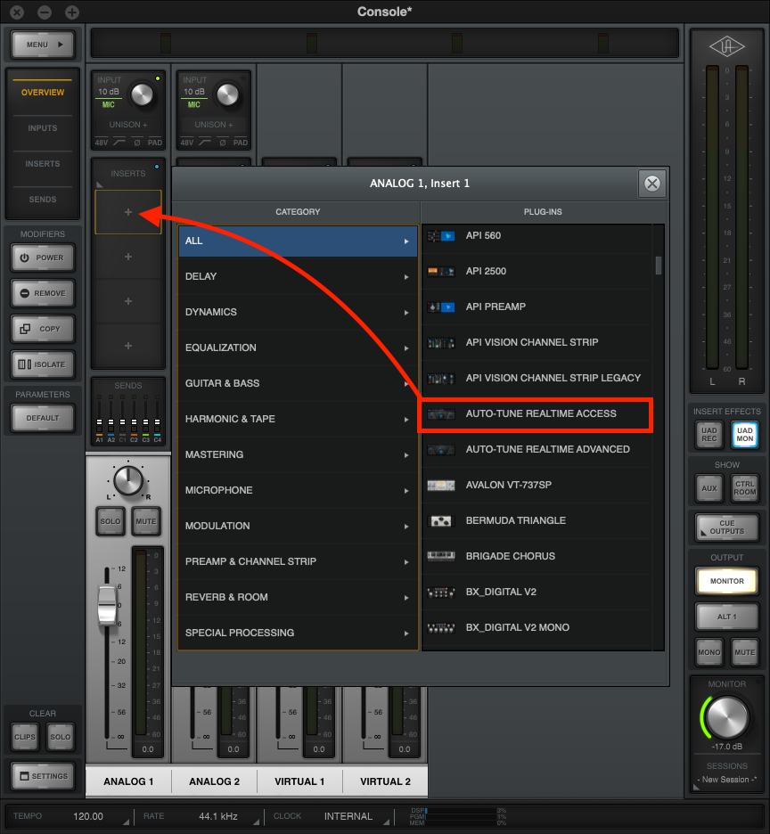 easy uad autotune setting realtime advance